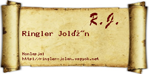 Ringler Jolán névjegykártya
